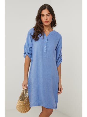 Le Monde du Lin Lniana sukienka w kolorze niebieskim