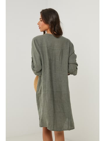 Le Monde du Lin Lniana sukienka w kolorze khaki