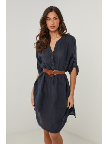 Le Monde du Lin Lniana sukienka w kolorze granatowym