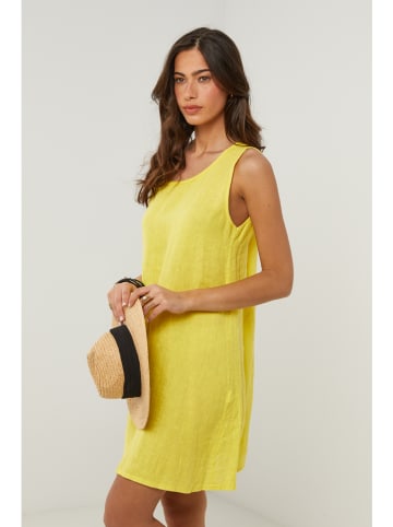 Le Monde du Lin Lniana sukienka w kolorze żółtym