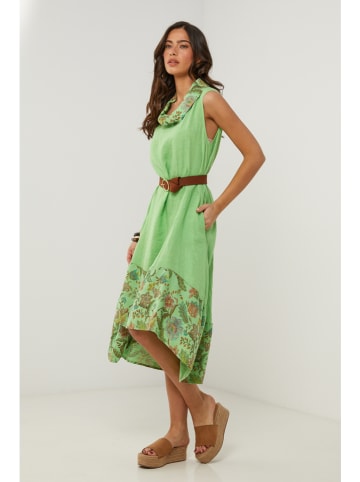Le Monde du Lin Lniana sukienka w kolorze zielonym