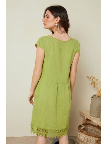 Le Monde du Lin Lniana sukienka w kolorze zielonym
