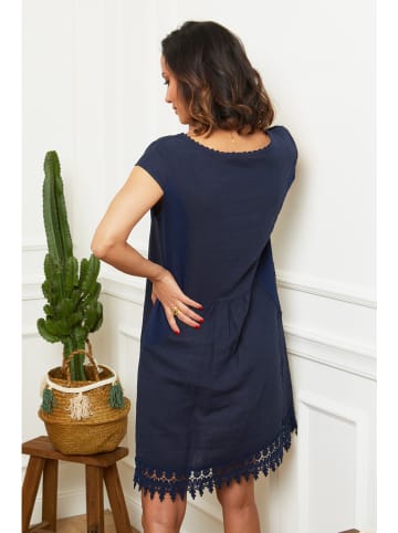 Le Monde du Lin Linnen jurk donkerblauw