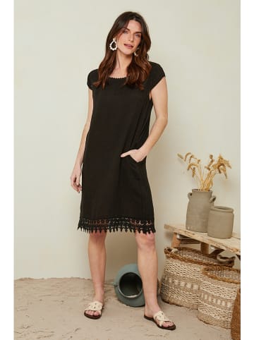 Le Monde du Lin Lniana sukienka w kolorze czarnym
