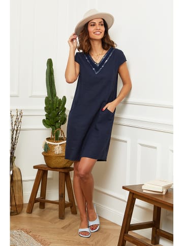 Le Monde du Lin Leinen-Kleid in Dunkelblau