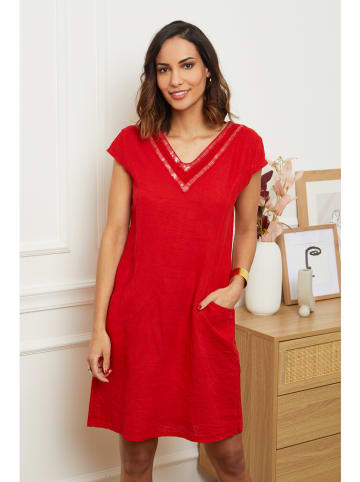 Le Monde du Lin Leinen-Kleid in Rot
