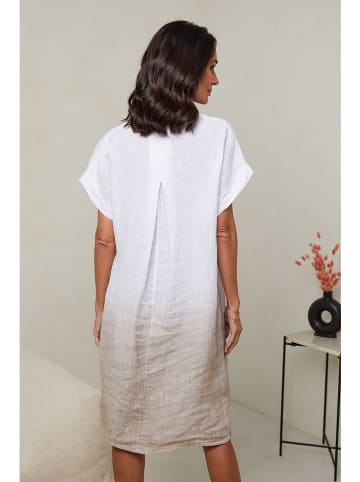 Le Monde du Lin Leinen-Kleid in Weiß/ Beige
