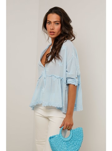 Le Monde du Lin Bluse in Hellblau