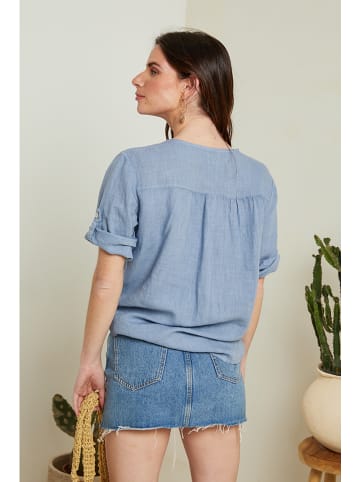 Le Monde du Lin Linnen blouse blauw