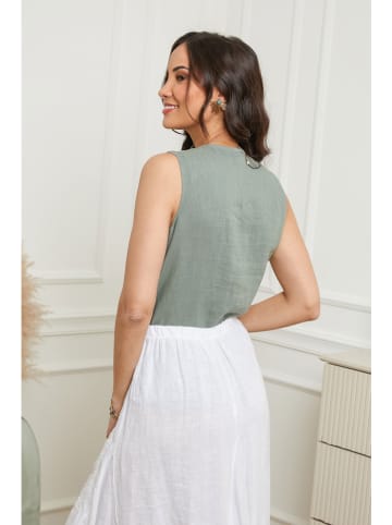 Le Monde du Lin Lniany top w kolorze zielonym