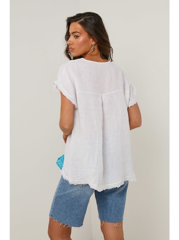 Le Monde du Lin Leinen-Bluse in Weiß