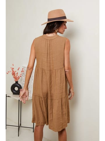 Le Monde du Lin Linnen jurk lichtbruin