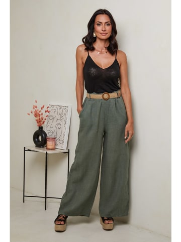 Le Monde du Lin Linnen broek kaki