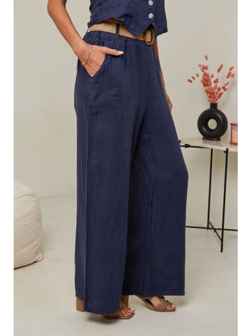 Le Monde du Lin Linnen broek donkerblauw