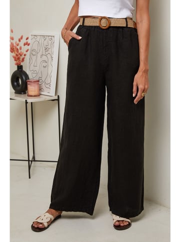 Le Monde du Lin Leinen-Hose in Schwarz