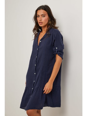 Le Monde du Lin Lniana sukienka w kolorze granatowym