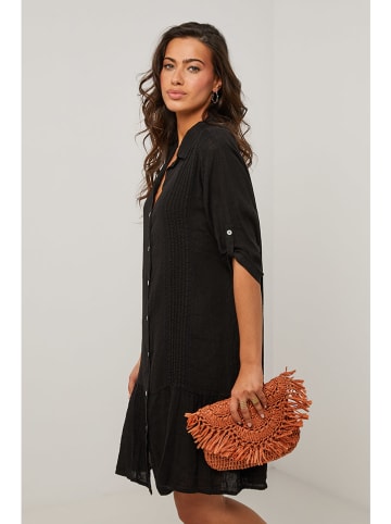 Le Monde du Lin Lniana sukienka w kolorze czarnym