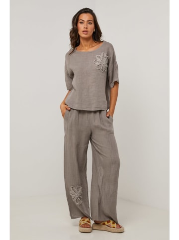 Le Monde du Lin Lniane spodnie w kolorze szarym