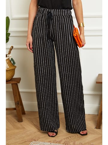 Le Monde du Lin Lniane spodnie w kolorze czarno-białym