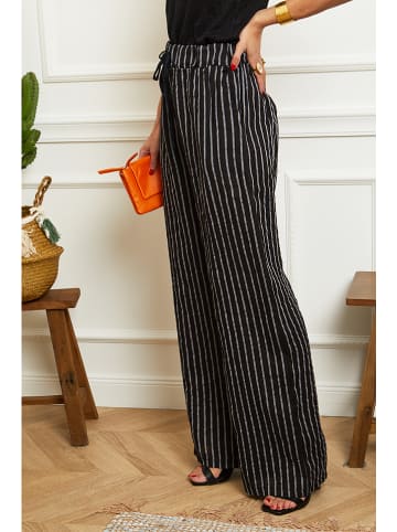 Le Monde du Lin Lniane spodnie w kolorze czarno-białym