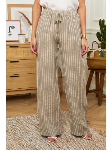 Le Monde du Lin Lniane spodnie w kolorze szarobrązowym