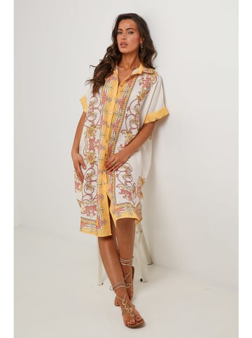 Le Monde du Lin Kleid in Creme/ Gelb