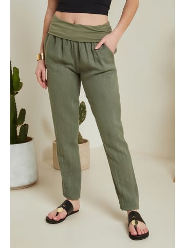 Le Monde du Lin Linnen broek kaki