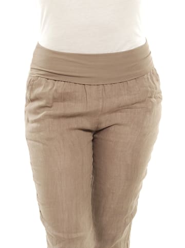 Naturelle en lin Leinen-Hose in Taupe