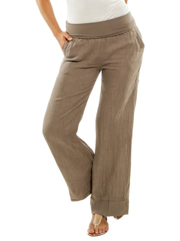 Naturelle en lin Leinen-Hose in Taupe