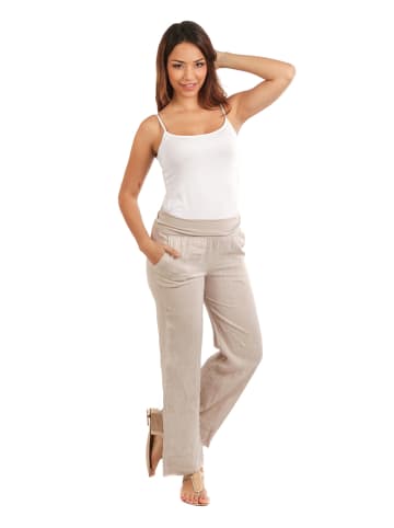 Naturelle en lin Leinen-Hose in Taupe