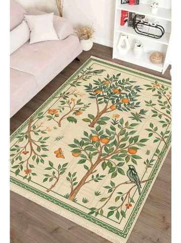 Conceptum Hypnose Baumwoll-Teppich ''131'' in Beige/ Grün