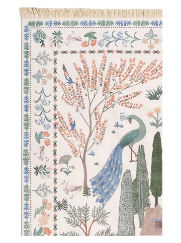 Conceptum Hypnose Baumwoll-Teppich ''145'' in Creme/ Hellblau/ Grün