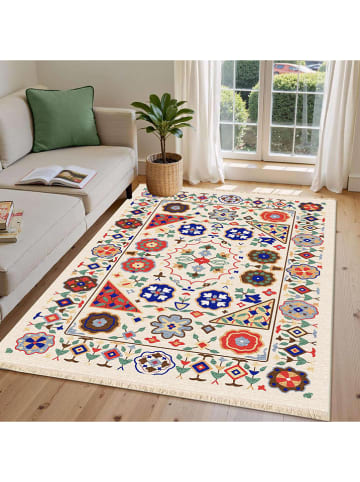 Conceptum Hypnose Baumwoll-Teppich ''312'' in Creme/ Bunt