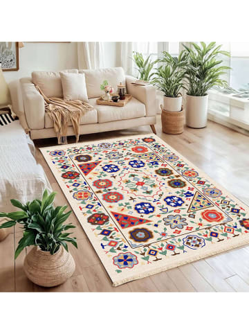 Conceptum Hypnose Baumwoll-Teppich ''312'' in Creme/ Bunt