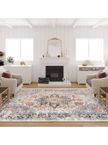 Conceptum Hypnose Laagpolig tapijt "Kece-Fr50'' beige/lichtblauw