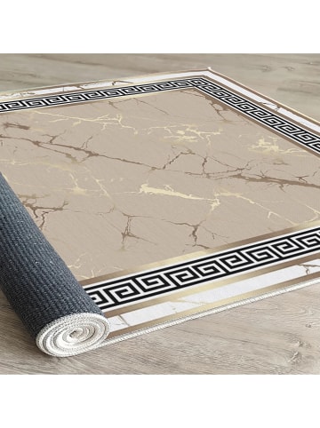 Conceptum Hypnose Baumwoll-Teppich ''Woopamuk094'' in Beige/ Gold/ Schwarz