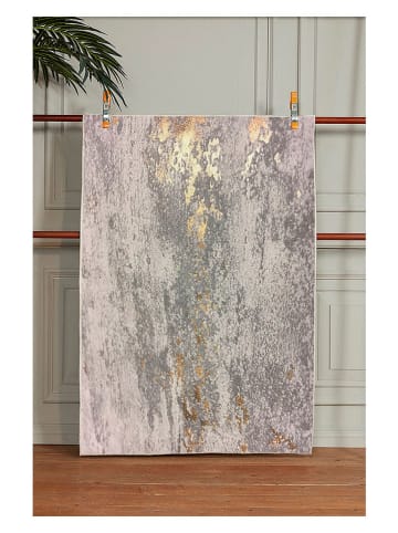 Conceptum Hypnose Baumwoll-Teppich ''Woopamuk271'' in Grau/ Gold