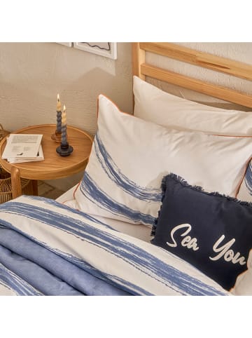 BELLA MAISON 3-częściowy komplet pościeli satynowej "Marine" w kolorze niebiesko-białym