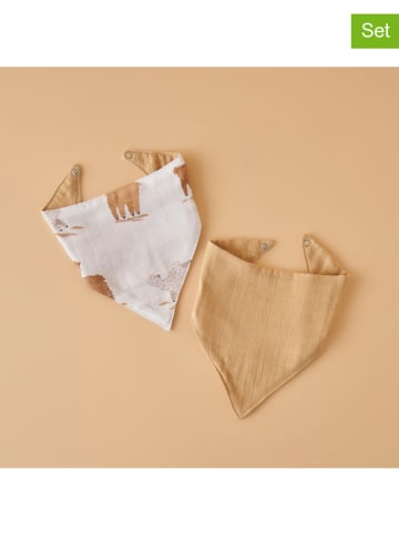 BELLA MAISON Śliniaczki (2 szt.) "Alpaca" w kolorze beżowo-białym - 21 x 40 cm