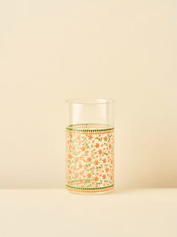 BELLA MAISON Glas "Blossom" in Grün/ Orange - 420 ml
