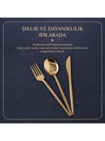 BELLA MAISON 18-delige dessertbestekset "Siena" goudkleurig