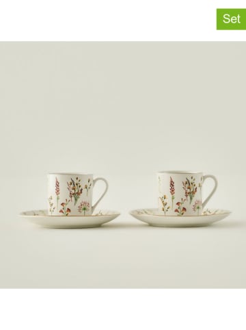 BELLA MAISON 2-delige set: koffiekoppen "Flores" wit