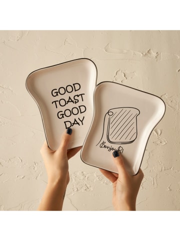 BELLA MAISON 8-delig ontbijtservies "Toast" wit/zwart