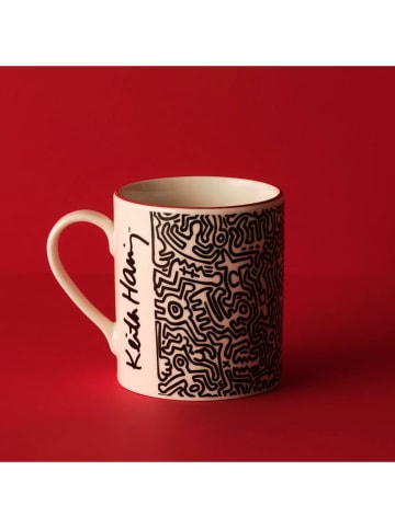 BELLA MAISON Kubek "Keith Haring" w kolorze biało-czarnym do kawy - 390 ml