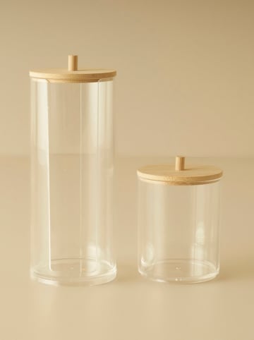 BELLA MAISON Aufbewahrungsdose mit Deckel in Transparent/ Natur - Ø 7 cm x (H)10 cm