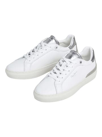 Pepe Jeans FOOTWEAR Leder-Sneakers "Camden" in Weiß/ Silber