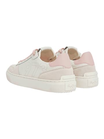 Pepe Jeans FOOTWEAR Leder-Sneakers "Camden Rise" in Weiß/ Rosa