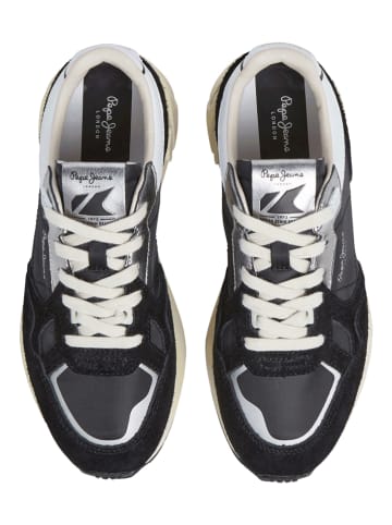 Pepe Jeans FOOTWEAR Leder-Sneakers "Marlon" in Schwarz/ Silber