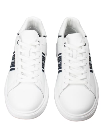 Pepe Jeans FOOTWEAR Leren sneakers "Eaton" wit/donkerblauw