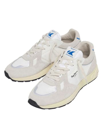 Pepe Jeans FOOTWEAR Leder-Sneakers "Marlon Divided" in Weiß/ Beige
